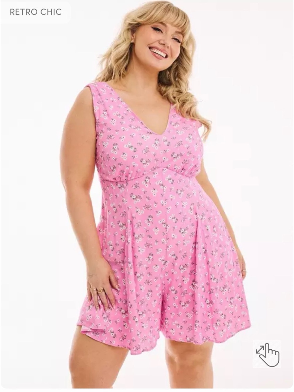 torrid Pink Floral Retro Chic V-Neck  Romper SZ 16